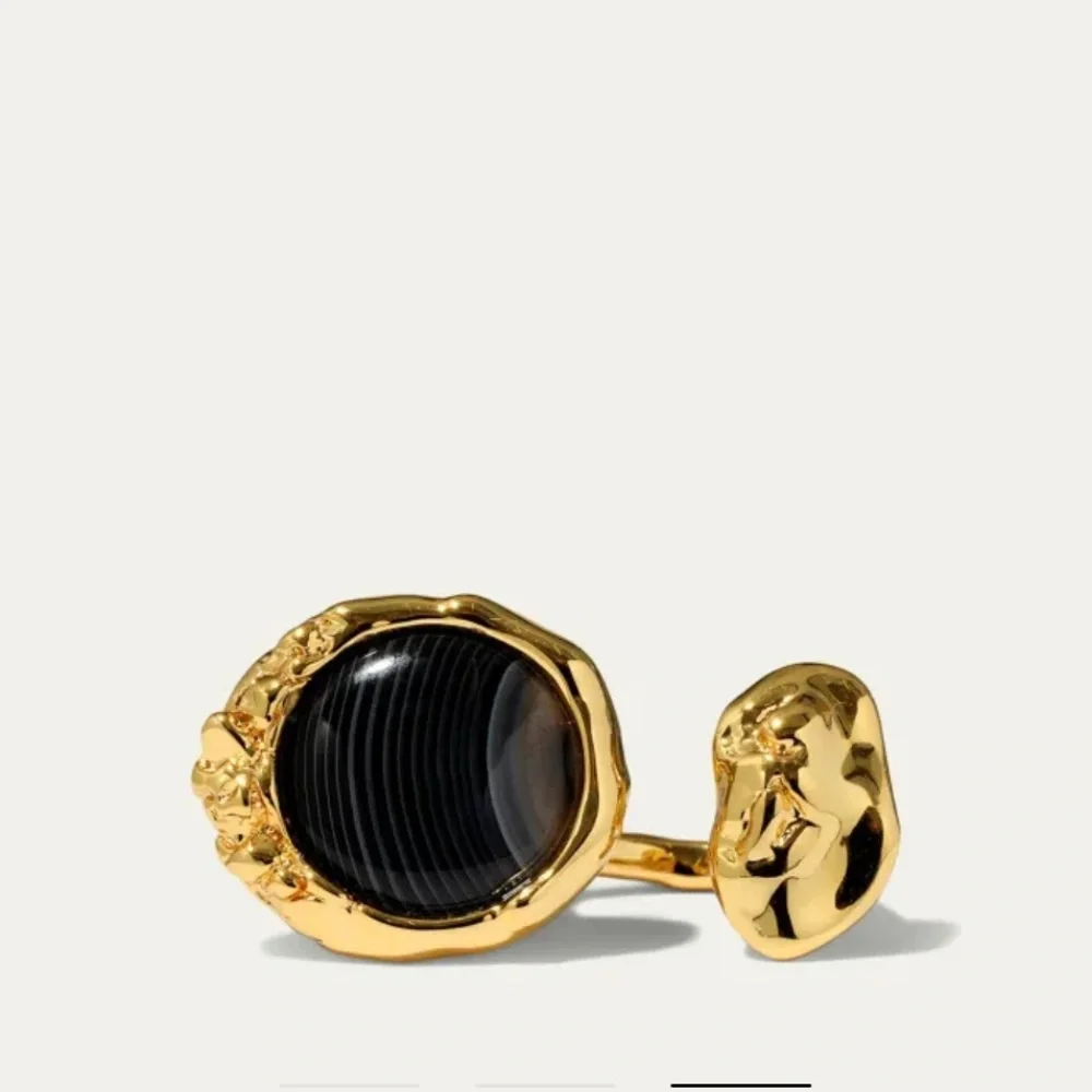 ALEXIS BITTAR Brut Banded Agate Coin Open Statement Ring $245